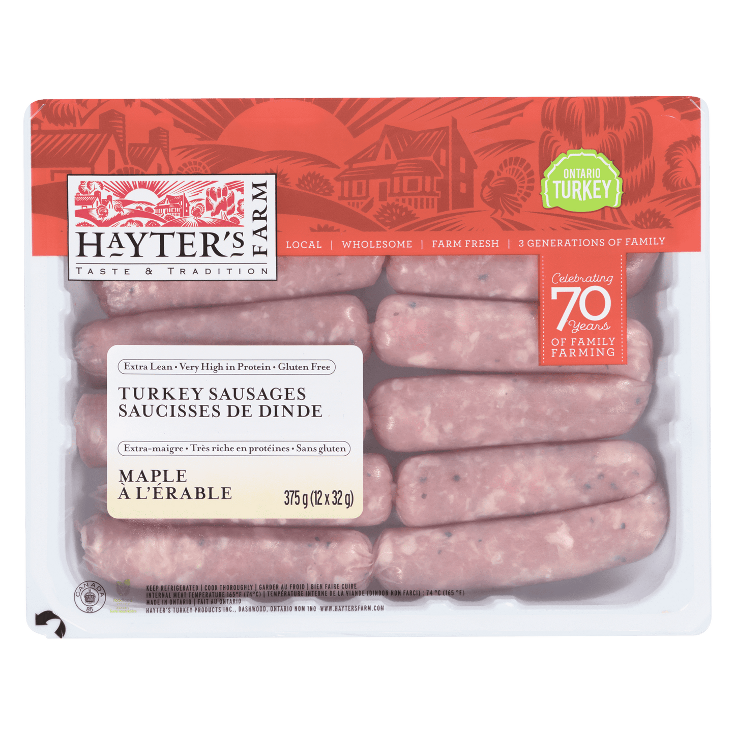 Hayters Maple Turkey Breakfast Sausage